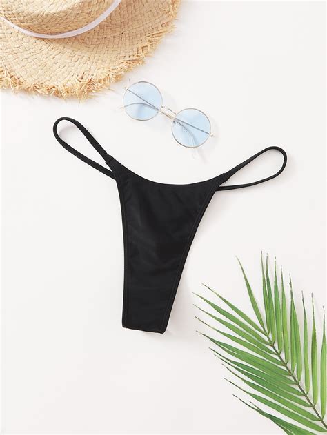Shein Swim Basics Solid Thong Bikini Panty Shein Usa