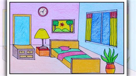 How To Draw Bedroom Bedroom Drawing For Kids Bedroom Drawing Room