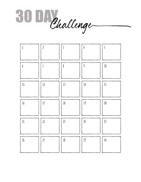 Free Printable 30 Day Challenge Calendar