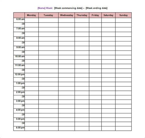 School Schedule Template 19 Word Excel Pdf Format Download