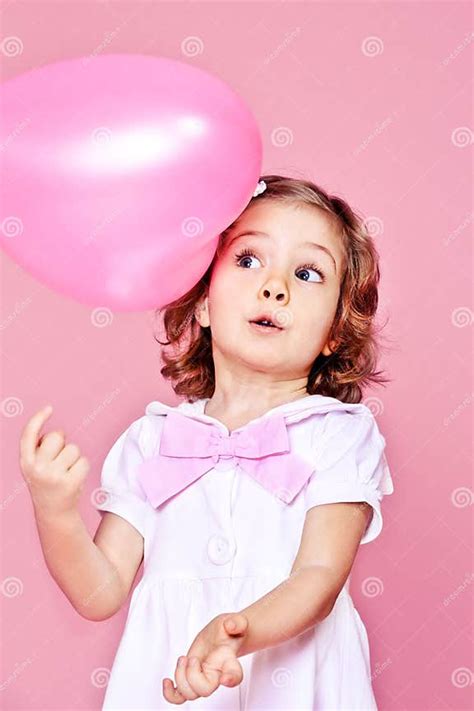 Sweet Girl With Pink Balloon Stock Image Image Of Pretty Person