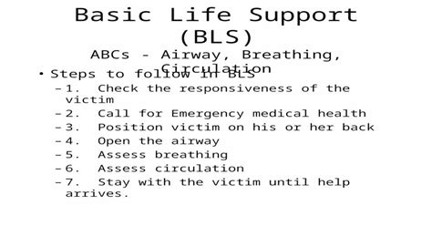 Basic Life Support Bls Abcs Airway Breathing Circulation Steps To