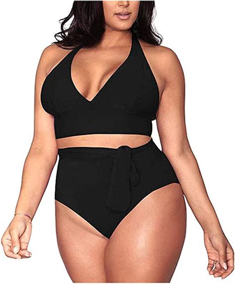Foruu Two Piece Swimsuits For Fat Womenplus Size Sexy Bikini Set Push Up High