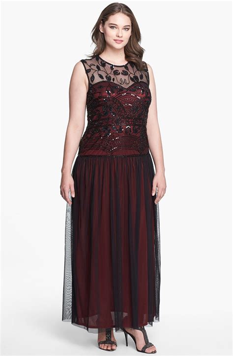 Patra Embellished Drop Waist Mesh Gown Plus Size Nordstrom