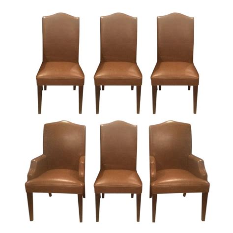 brown leather dining chairs set of 6 chairish