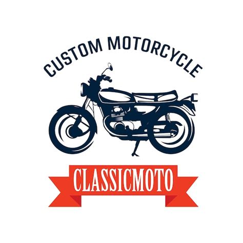 Classic Custom Motorcycle Logo Design Template Premium Vector