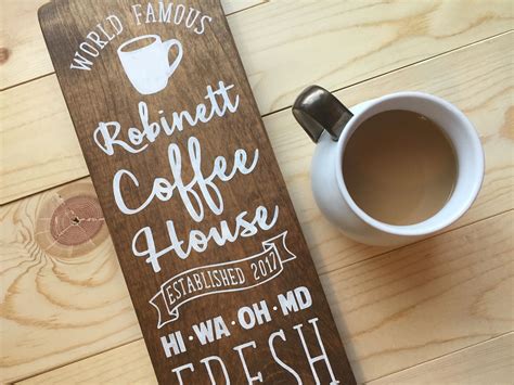 Personalized Coffee House Sign With Your Last Name Location And