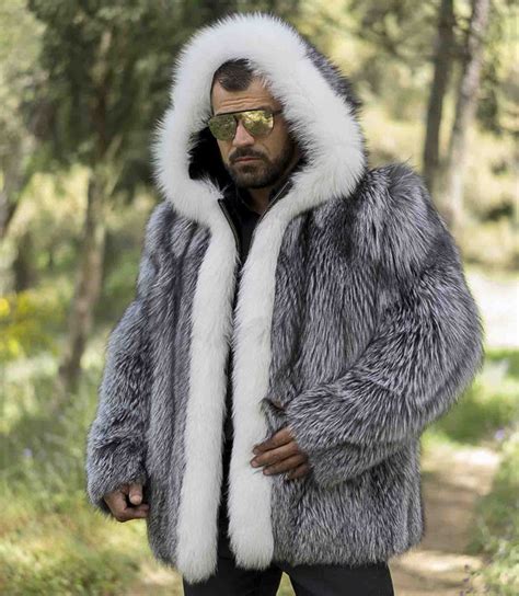 Men S Silver Fox Furs Men S Silver Fox Fur Jacket With White Hood