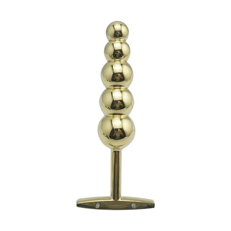 150 G Metal Golden Anal Hook Butt Plug With Five Beads Balls Dilator