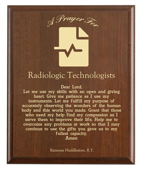 Radiologic Technologist Prayer Plaque Personalized Etsy