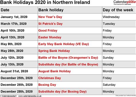 Bank Holidays 2020 In The Uk With Printable Templates