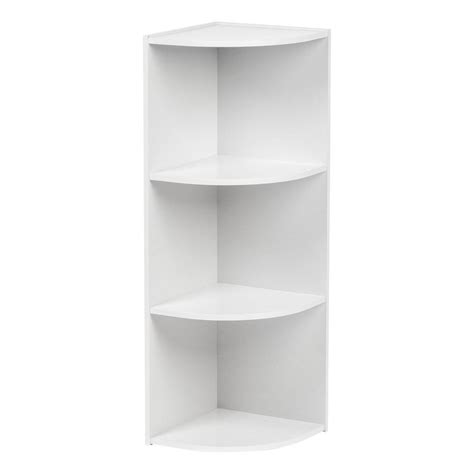 Go above and beyond your traditional decor and wooden shelving needs with these corner shelves. IRIS White 3-Tier Corner Curved Shelf Organizer-596326 ...