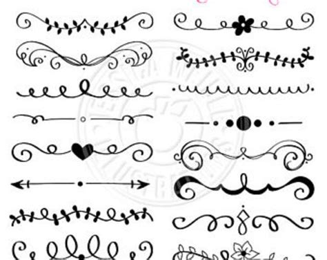 Text Dividers Clipart Set Hand Drawn Text Divider Clip Art Etsy How
