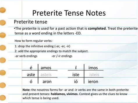 Ppt Preterite Tense Verbs Powerpoint Presentation Free Download Id
