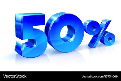 Glossy Blue 50 Fifty Percent Off Sale Isolated Vector Image