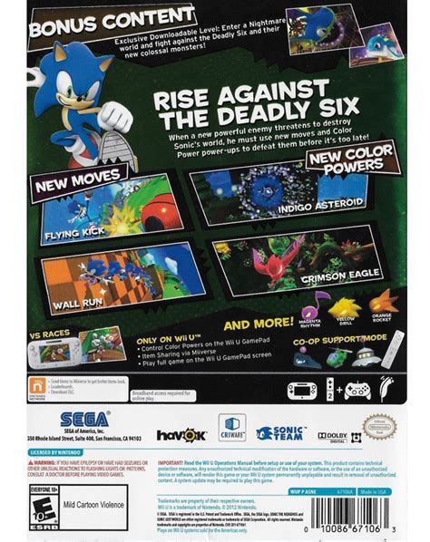 Sonic Lost World Deadly Six Bonus Edition Gameplanet
