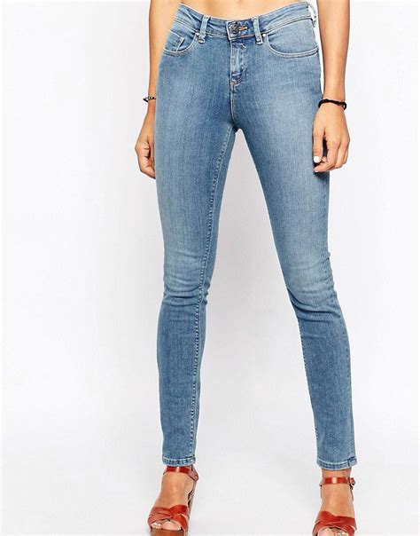 ASOS PETITE Lisbon Skinny Mid Rise Jeans In Clover Wash At Asos Com