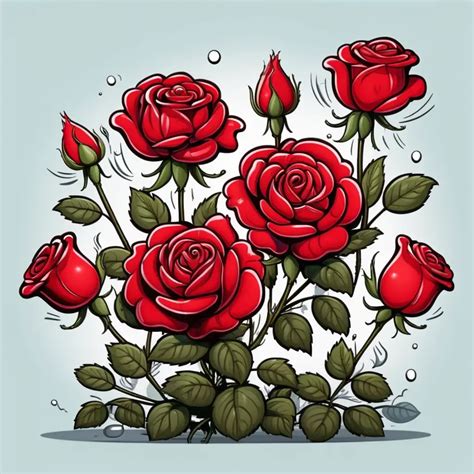 Vibrant English Big Red Rose Cartoon Illustration Muse Ai