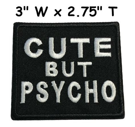 cute but psycho patch embroidered iron on applique biker funny humor ebay
