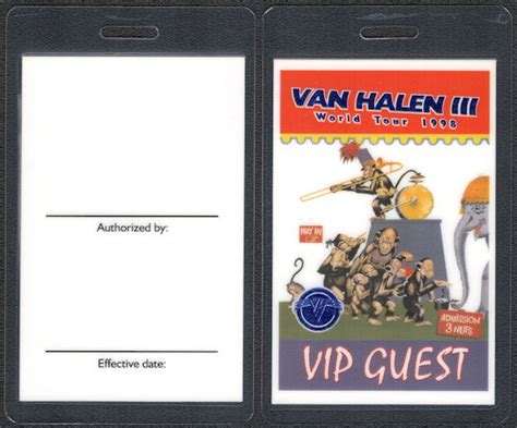 Scarce Van Halen Otto Laminated Vip Guest Backstage Pass From The Van Halen Iii World Tour