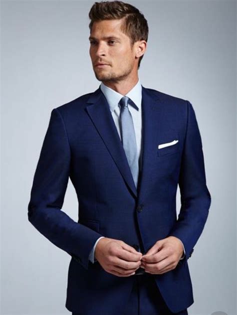 Men navy ~ midnight blue fashion designer wedding groom tuxedo dinner suit coat jacket blazer trouser. Groom + vest and boutonnière | Wedding suits men, Blue ...