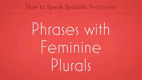 How To Use Feminine Plurals In Spanish Howcast