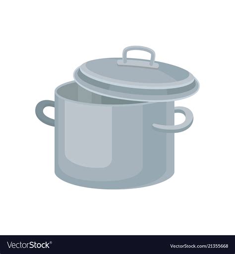 Flat Icon Of Metal Saucepan For Cooking Royalty Free Vector