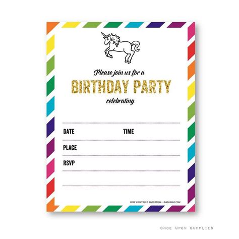 Free Printable Golden Unicorn Birthday Invitation Template Drevio