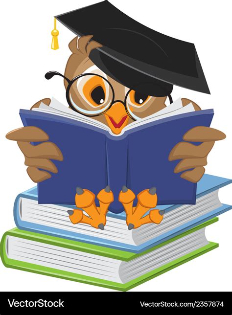 Wise Owl Reading Book Royalty Free Vector Image