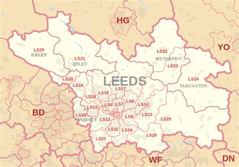 Leeds Postcode Information List Of Postal Codes PostcodeArea Co Uk