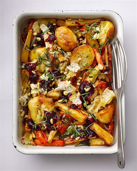 Leftover Christmas Veggie Traybake With Cranberry And Brie Recipe De
