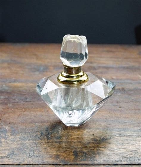 Sale Vintage Faceted Crystal Glass Scent Perfume Bottle With Rose