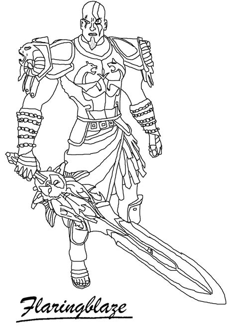 God Of War 2 Kratos Line Art By Flaringblaze On Deviantart