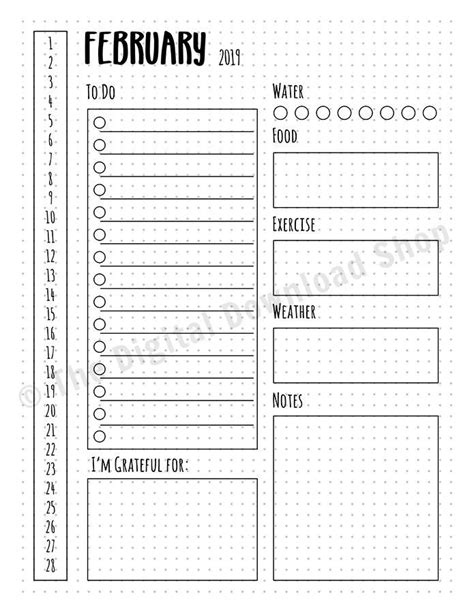 Printable files are © tracey collins. 2019 + 2020 Bullet Journal Daily Log Template Printable ...
