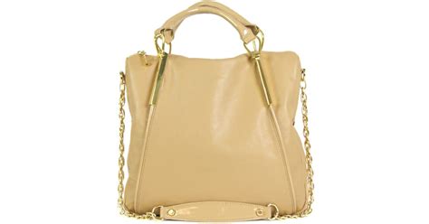 Ivanka Trump Patent Leather Satchel Bag In Natural Lyst