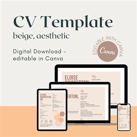 Aesthetic Cv Template For Canva Creative Resume Template With Photo