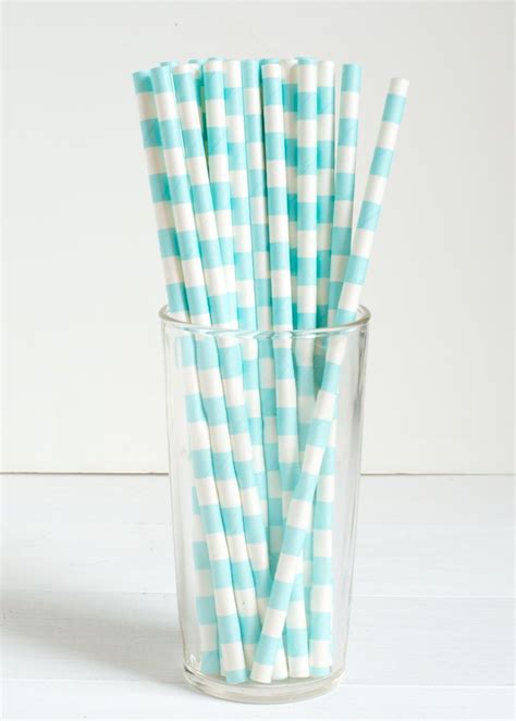 25 Light Blue And White Wide Stripe Paper Straws The Perfect Etsy