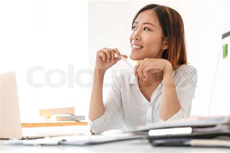 Attractive Young Asian Businesswoman Working Stock Image Colourbox