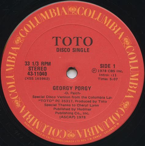 Toto Georgy Porgy 1979 Vinyl Discogs