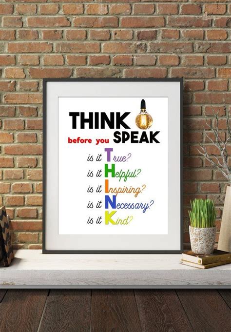 think before you speak classroom decor classroom rules etsy canada classroom posters