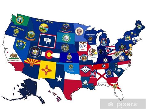 Map Of Usa With State Flags Wall Mural Pixers We Live To Change
