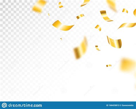 Confetti Gold On Transparent Backdrop Flying Defocused Confetti