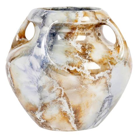 Arabia Finnish Art Deco Four Handled Lustre Glazed Art Pottery Vase For