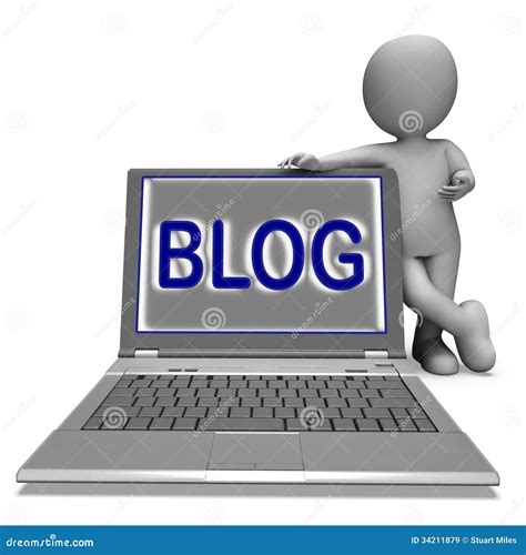 Blog Laptop Shows Blogging Or Weblog Internet Website Stock