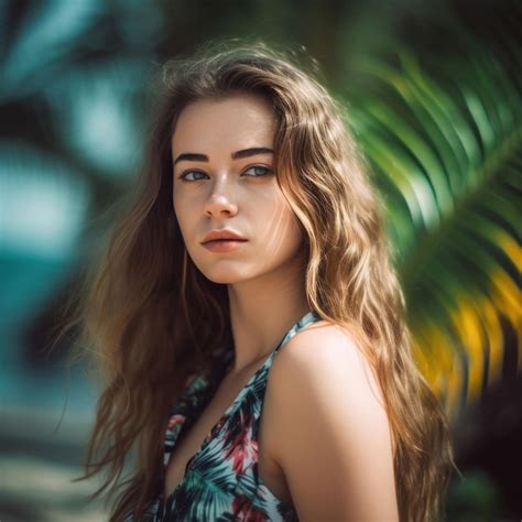 Premium Ai Image Portrait Of Young Girl At A Tropical Beach Setting
