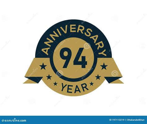 Emblema De Aniversário De 94 Anos Dourado Com Logotipo De Aniversário