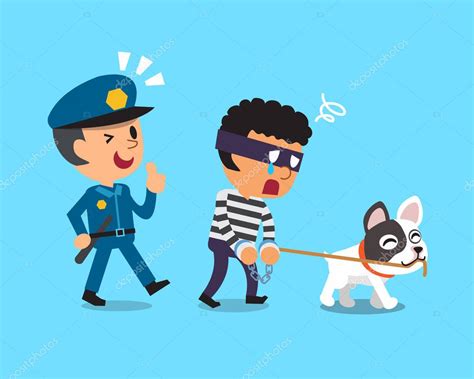 Cartoon Dog And Policeman Catching Thief — Stock Vector © Jaaak 138004948