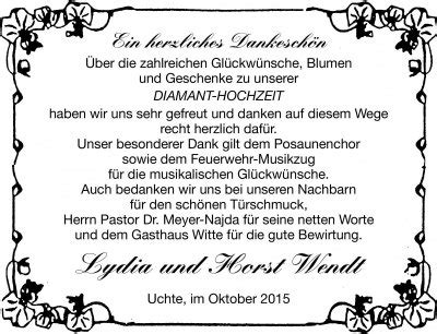 Die diamantene hochzeit ist ein ganz besonderes hochzeitsjubiläum. DIE HARKE Glückwunschportal