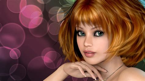 Desktop Wallpapers Brown Haired Hair Face Female 3d 2560x1440