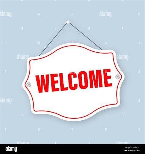 Welcome Business Sign On Door Vector Illustration Stock Vector Image